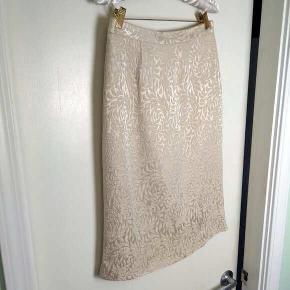 Vintage 70's  Cream Brocade Swing Jacket & Midi Skirt Retro 50's Inspired Sz M - Picture 9 of 12